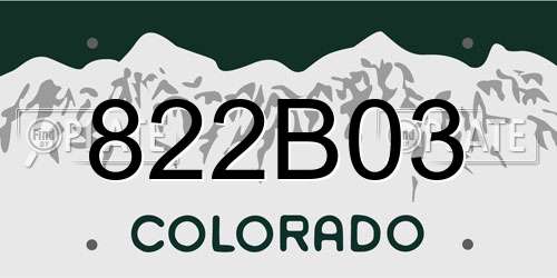 822B03 Colorado License Plate