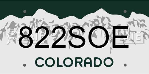 822SOE Colorado License Plate