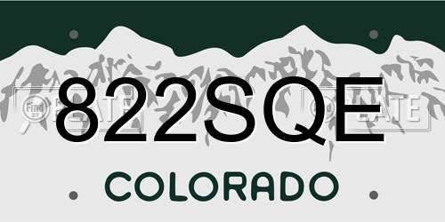 822SQE Colorado License Plate
