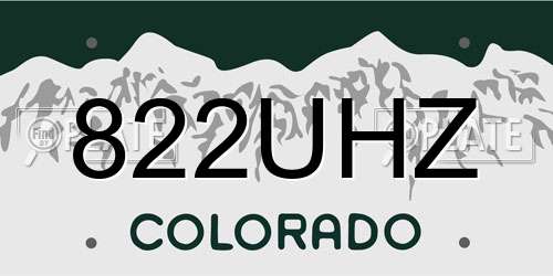 822UHZ Colorado License Plate