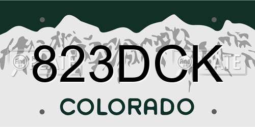 823DCK Colorado License Plate
