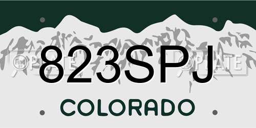 823SPJ Colorado License Plate