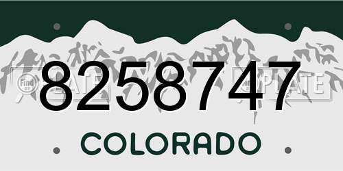 8258747 Colorado License Plate