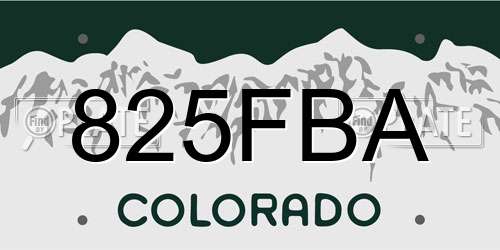 825FBA Colorado License Plate