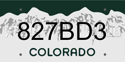 827BD3 Colorado License Plate