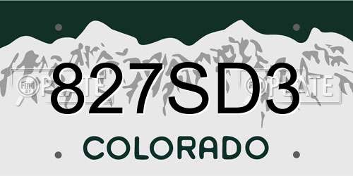 827SD3 Colorado License Plate