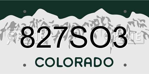 827SO3 Colorado License Plate