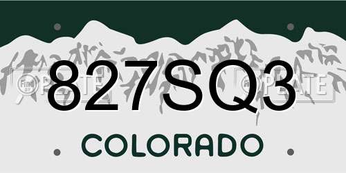 827SQ3 Colorado License Plate