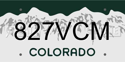 827VCM Colorado License Plate