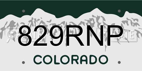 829RNP Colorado License Plate