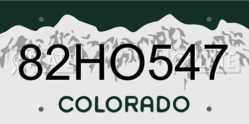 82HO547 Colorado License Plate