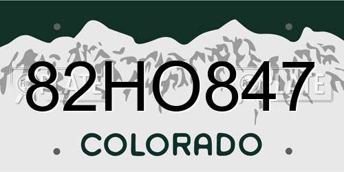 82HO847 Colorado License Plate