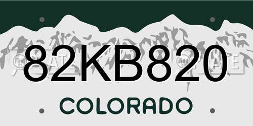 82KB820 Colorado License Plate