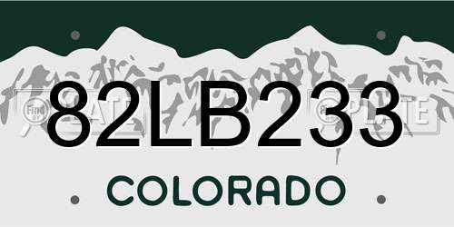 82LB233 Colorado License Plate