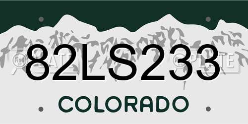 82LS233 Colorado License Plate