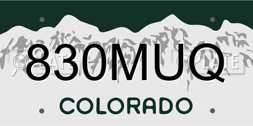 830MUQ Colorado License Plate