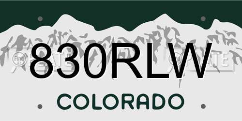 830RLW Colorado License Plate