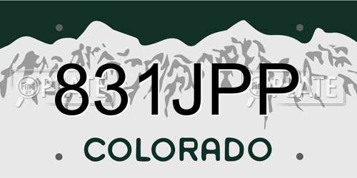 831JPP Colorado License Plate