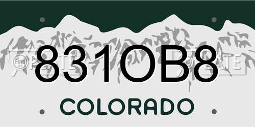 831OB8 Colorado License Plate
