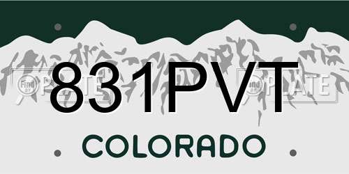 831PVT Colorado License Plate