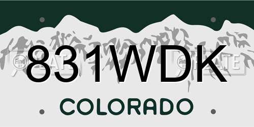 831WDK Colorado License Plate