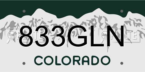 833GLN Colorado License Plate