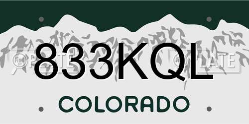 833KQL Colorado License Plate