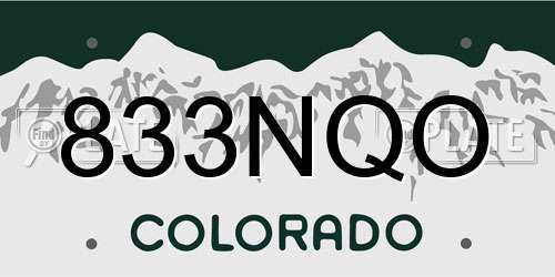 833NQO Colorado License Plate