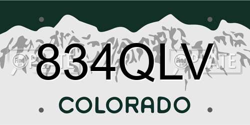 834QLV Colorado License Plate
