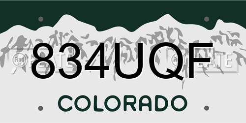 834UQF Colorado License Plate