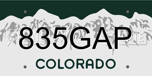 835GAP Colorado License Plate