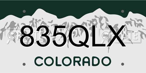 835QLX Colorado License Plate