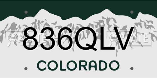 836QLV Colorado License Plate