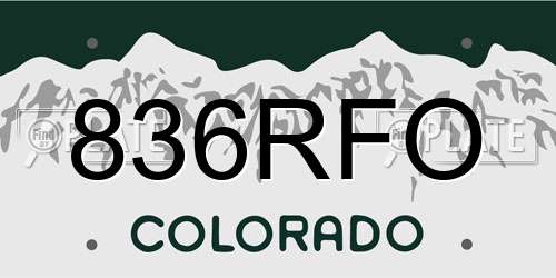 836RFO Colorado License Plate