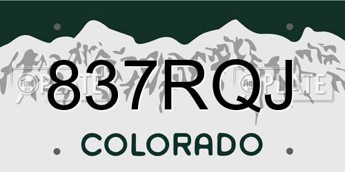 837RQJ Colorado License Plate