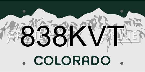 838KVT Colorado License Plate