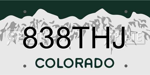 838THJ Colorado License Plate
