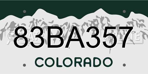 83BA357 Colorado License Plate