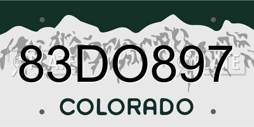 83DO897 Colorado License Plate