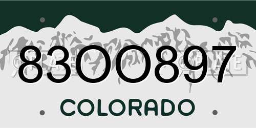 83OO897 Colorado License Plate