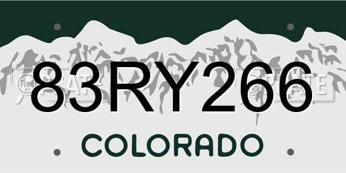 83RY266 Colorado License Plate