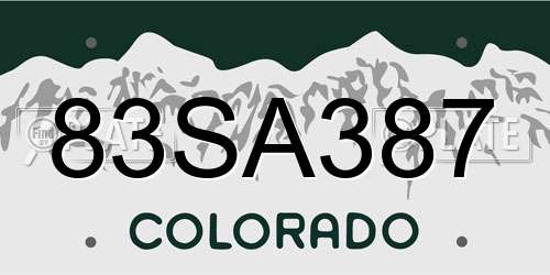 83SA387 Colorado License Plate