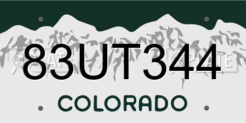 83UT344 Colorado License Plate