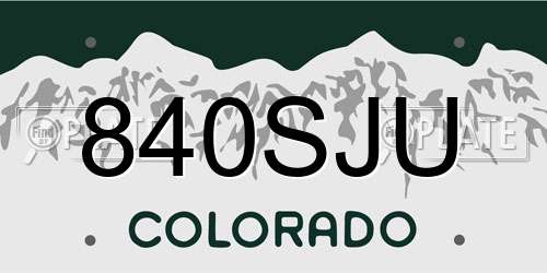 840SJU Colorado License Plate
