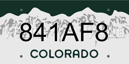 841AF8 Colorado License Plate
