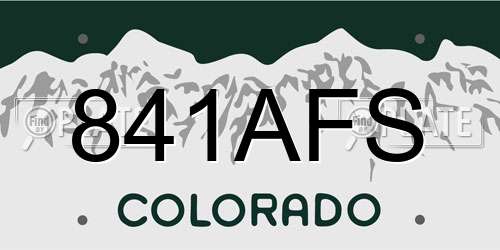 841AFS Colorado License Plate