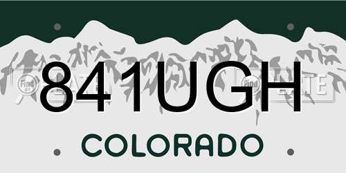 841UGH Colorado License Plate