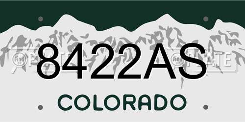 8422AS Colorado License Plate