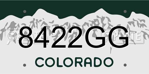 8422GG Colorado License Plate
