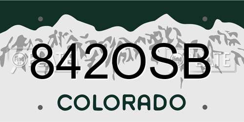 842OSB Colorado License Plate